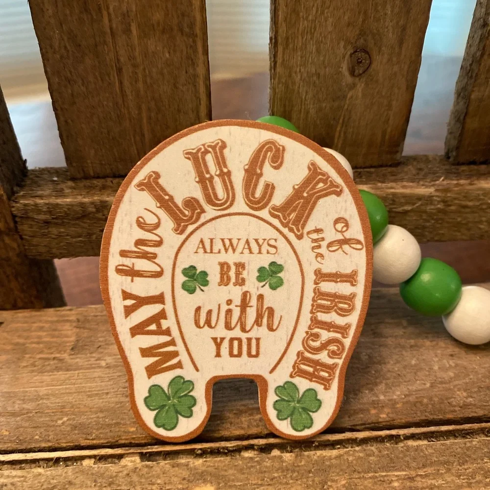 St. Patricks Day Beaded Garland Set Of 3, Lucky & Blessed, Horseshoe Garland